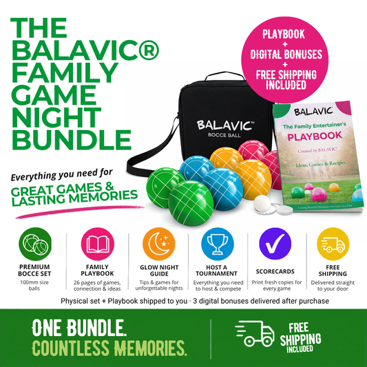 BALAVIC® Family Game Night Bundle — Bocce Set + Playbook + Digital Bonuses